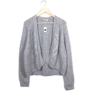 NWT M Gap Gray Cable Knit Open Front Cardigan
